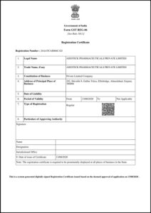 Aidotick GST Registration Certificate